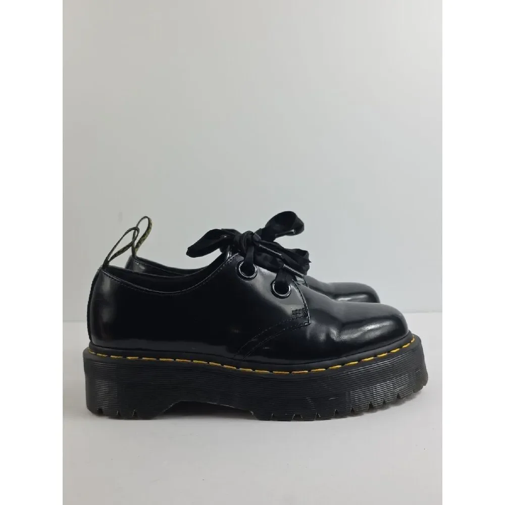 Dr. Martens Holly Black Patent Leather  Platform Women's Shoes Size 9